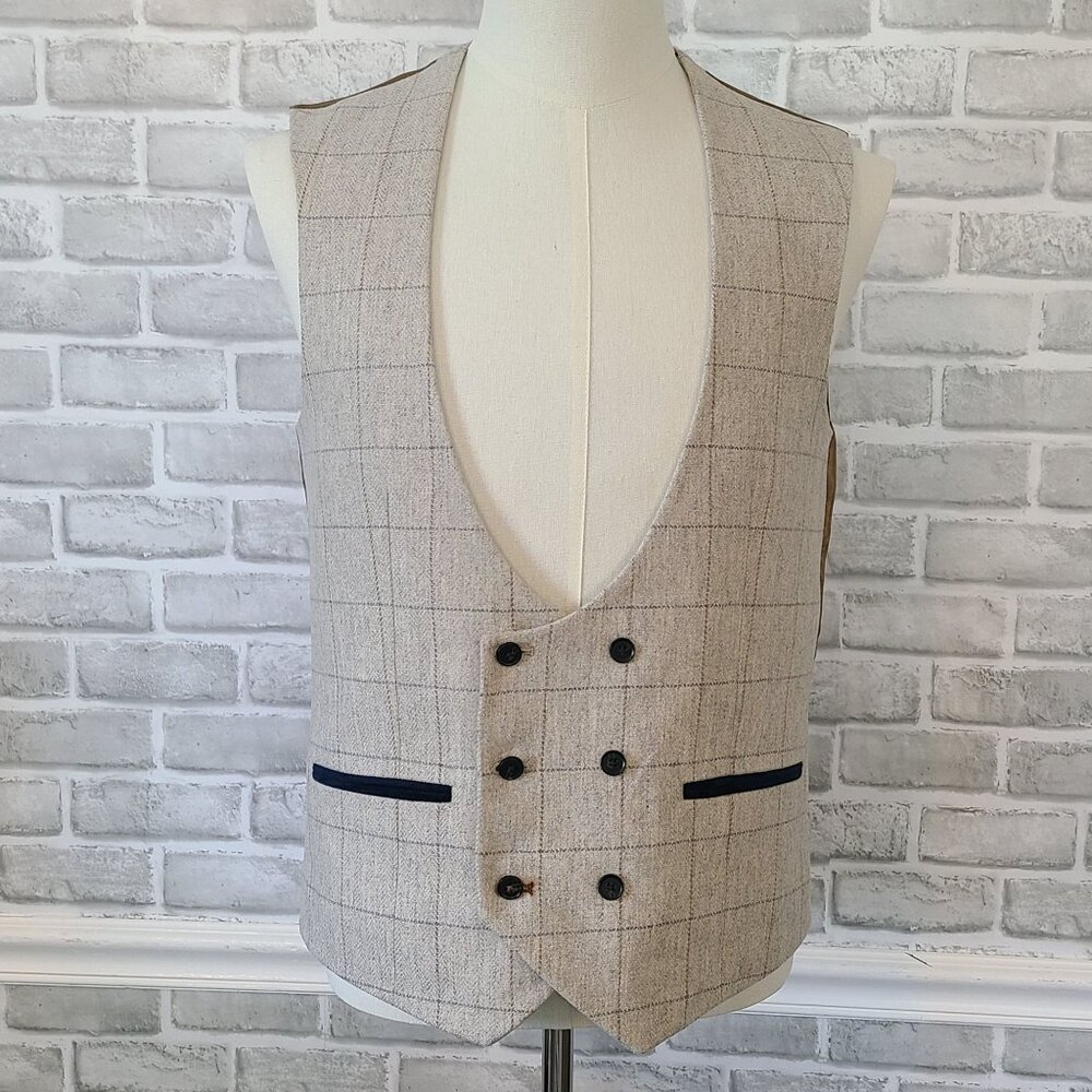 NEXT Wool Blend Waistcoat Vest 3 button NEW Old Money Quiet Luxury Men's 38R